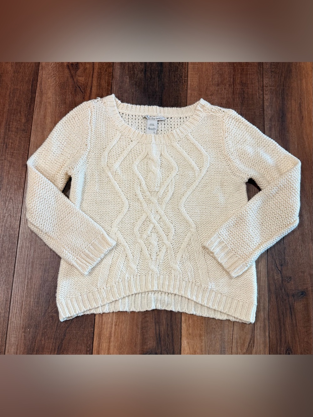 American Rag Cream Cable Knit Crewneck Sweater